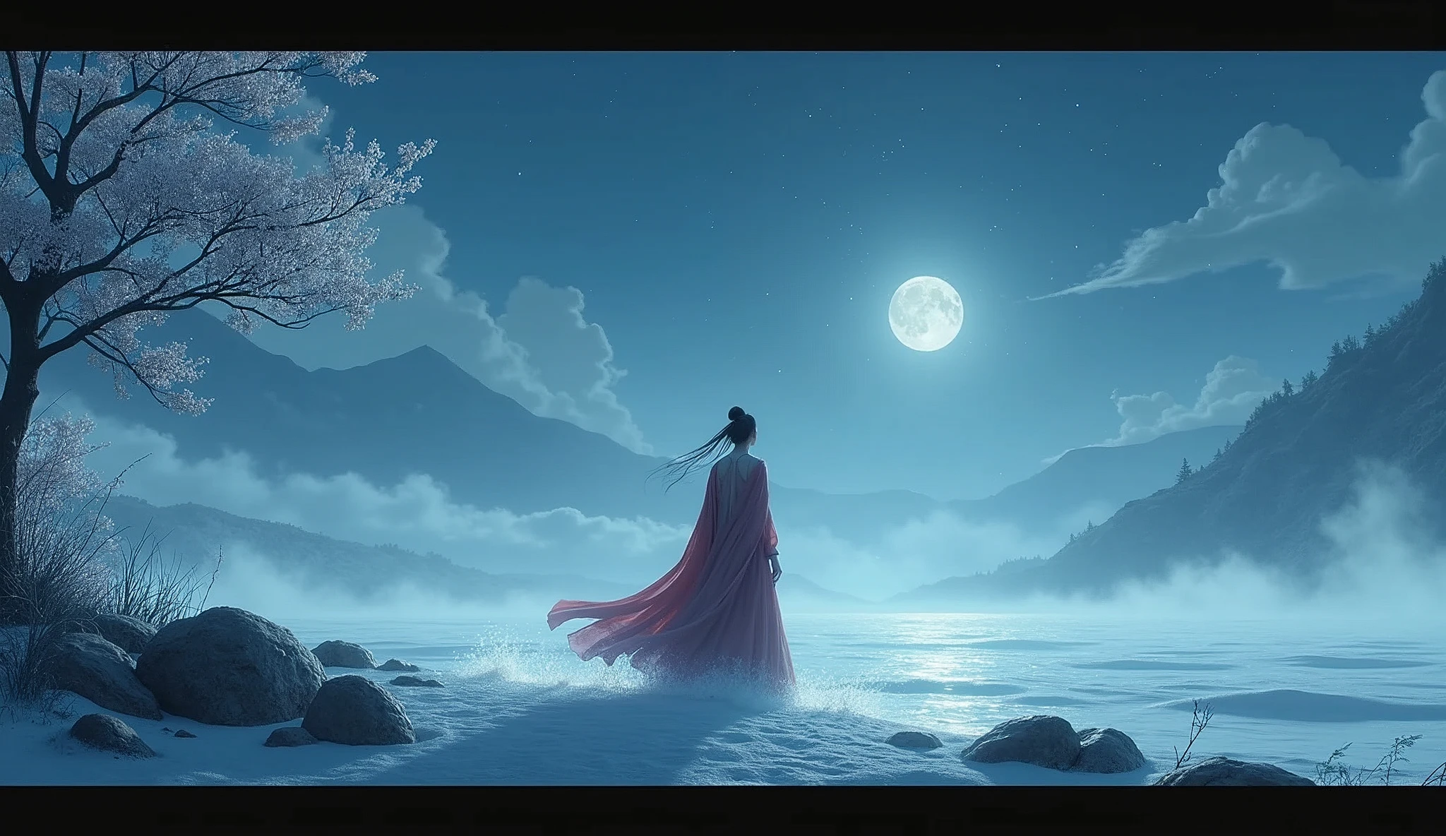 One picture describes five scenes，Movie storyboard scene 1:The sky rises straight up and destroys the vast，The Endless Tai Chi Long Scene 2:I haven&#39;t seen blood and grief for years，Forgetting Life and Death and Living in the Dust, Scene 3:Flying Stars Fly Far Away Crossing the Guan River，Ask the Lotus How to Know the Color of Ice and Snow Scene 4:Why hate the desolation after drinking，One Sorrow Is Not Enough to Unite the River Scene 5:The moon falls on the eaves of clothes，Borrowing a sword to pick flowers and scatter branches