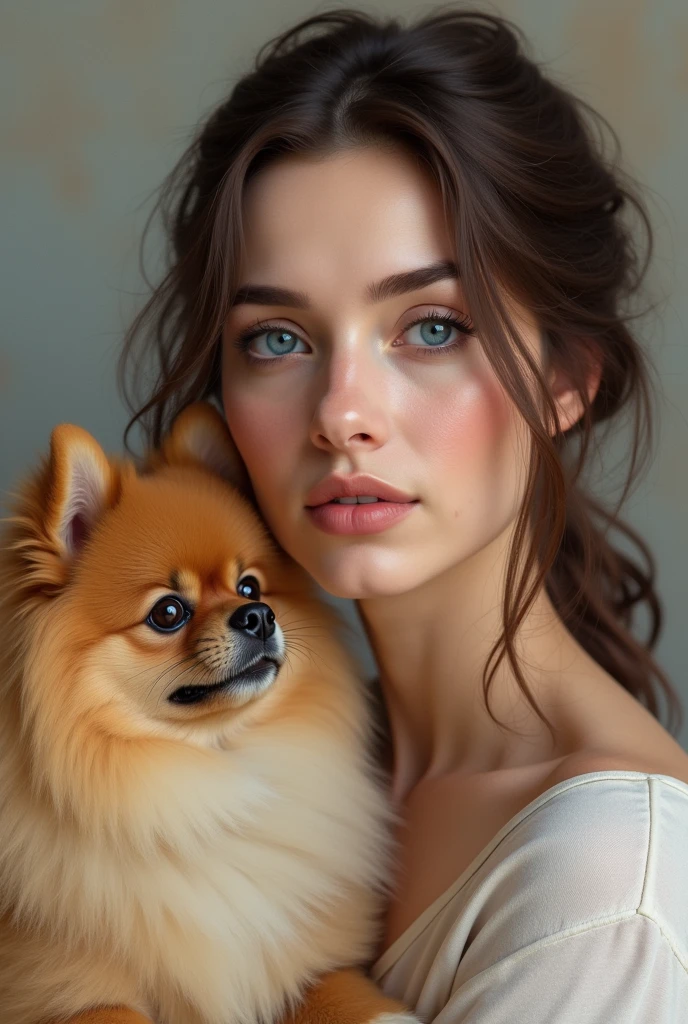 Alla Monchak realistic with pomeranian