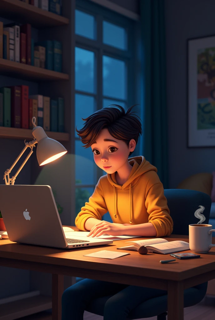 Student studying at home