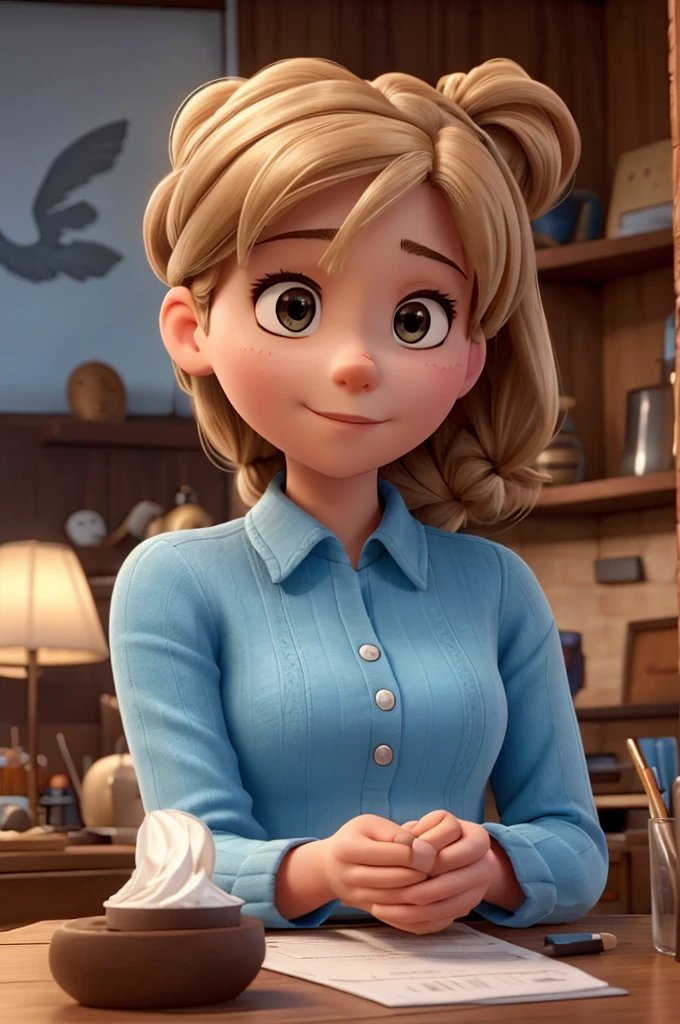 I would like to add more details? I can describe the film that is being shown, the message she is waiting for on her cell phone, or the kind of person she is expecting.