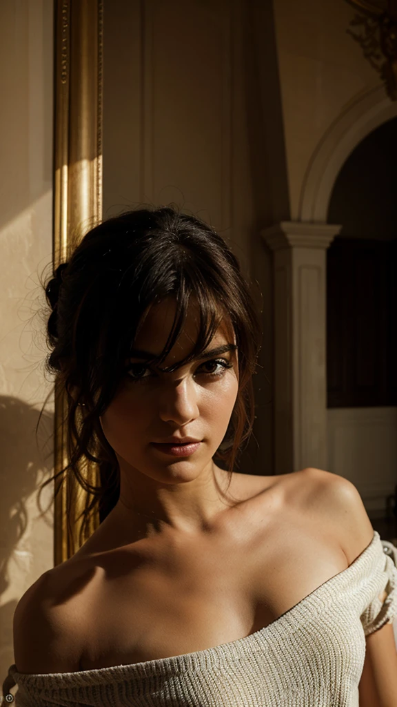 photographie d'a 20 yo woman, perfect and detailed face, head of'artwork, Great, underwear, noir_Great, jacket, noir_culotte,full body