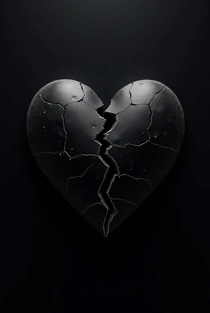 Black broken heart white outline with black background in 4k