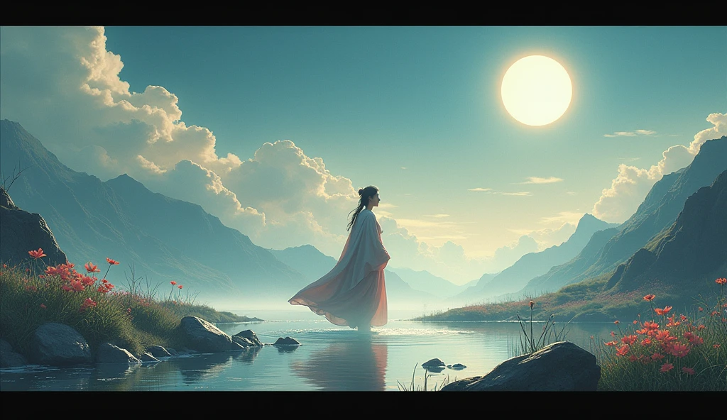 One picture describes five scenes，Movie storyboard scene 1:The sky rises straight up and destroys the vast，The Endless Tai Chi Long Scene 2:I haven&#39;t seen blood and grief for years，Forgetting Life and Death and Living in the Dust, Scene 3:Flying Stars Fly Far Away Crossing the Guan River，Ask the Lotus How to Know the Color of Ice and Snow Scene 4:Why hate the desolation after drinking，One Sorrow Is Not Enough to Unite the River Scene 5:The moon falls on the eaves of clothes，Borrowing a sword to pick flowers and scatter branches