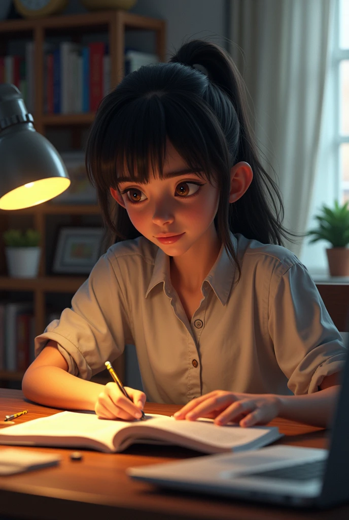 Student studying at home