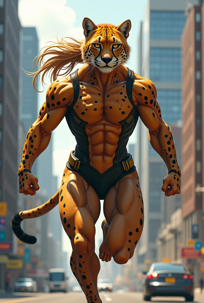 Cheetah superhero with a man