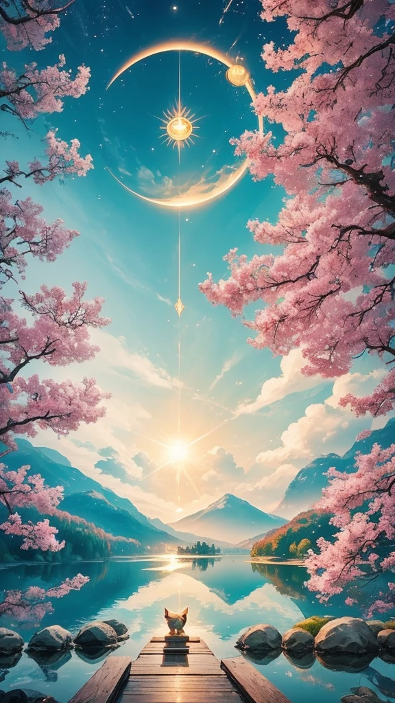 It represents a wish reaching the heavens.、Light reaching up to the sky enhances mental concentration and focus、Calm sea or lake. Represents the reward of hard work.、Scenery of the rising sun brings good fortune、The Seven Lucky Gods and the Maneki-neko cat represent the opening of the path to success.、Open Door