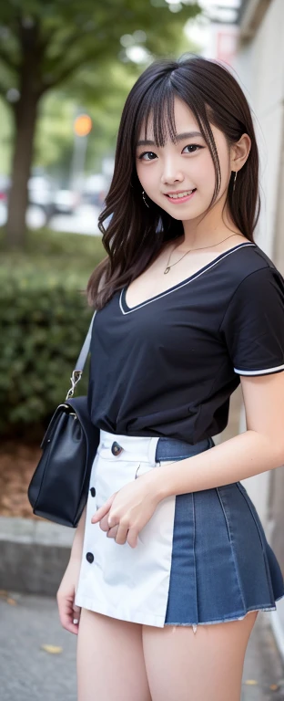 (masterpiece, Highest quality:1.2), 8k, Young and beautiful girl,Official AR RAW Photos, (Baby Face)、Big tits in clothes、Show me your ears、photo shoot, Cute Face, Thighs, After school classes, Looking at the audience、(Lure)、(smile:1.7)、(Round face:1.6)、, Film Grain, chromatic aberration, Sharp focus, Face Light, Bright lighting, 10 generations, Detailed face, Background blur、(18 year old high school girl:1.6)、Narrow waist、Sailor suit、cardigan、Navy blue mini skirt、(Lifting the skirt with one hand'hand of、Showing off her tiny white panties)、Spread your legs