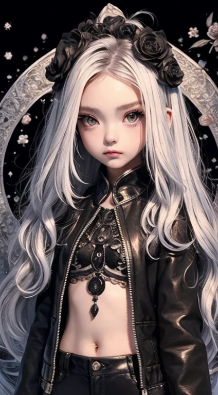 masterpiece, Highest quality, (alone focus), (Perfect Face:1.1), (Attention to detail:1.1),dramatic, 1 person, (Pale skin), Long white hair, White eyes, [Thin eyebrows], alone, Venetian Mask, White luxury suit, Covered navel, Pouting, Covered, Ballroom, Detailed Background, art：artgerm と greg rutkowski,  Cinema Lighting, rose