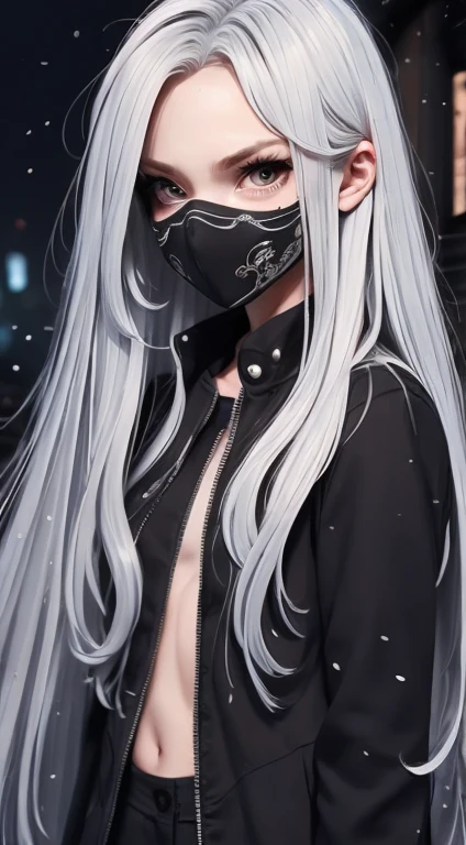masterpiece, Highest quality, (alone focus), (Perfect Face:1.1), (Attention to detail:1.1),dramatic, 1 person, (Pale skin), Long white hair, White eyes, [Thin eyebrows], alone, Venetian Mask, White luxury suit, Covered navel, Pouting, Covered, Ballroom, Detailed Background, art：artgerm と greg rutkowski,  Cinema Lighting, rose