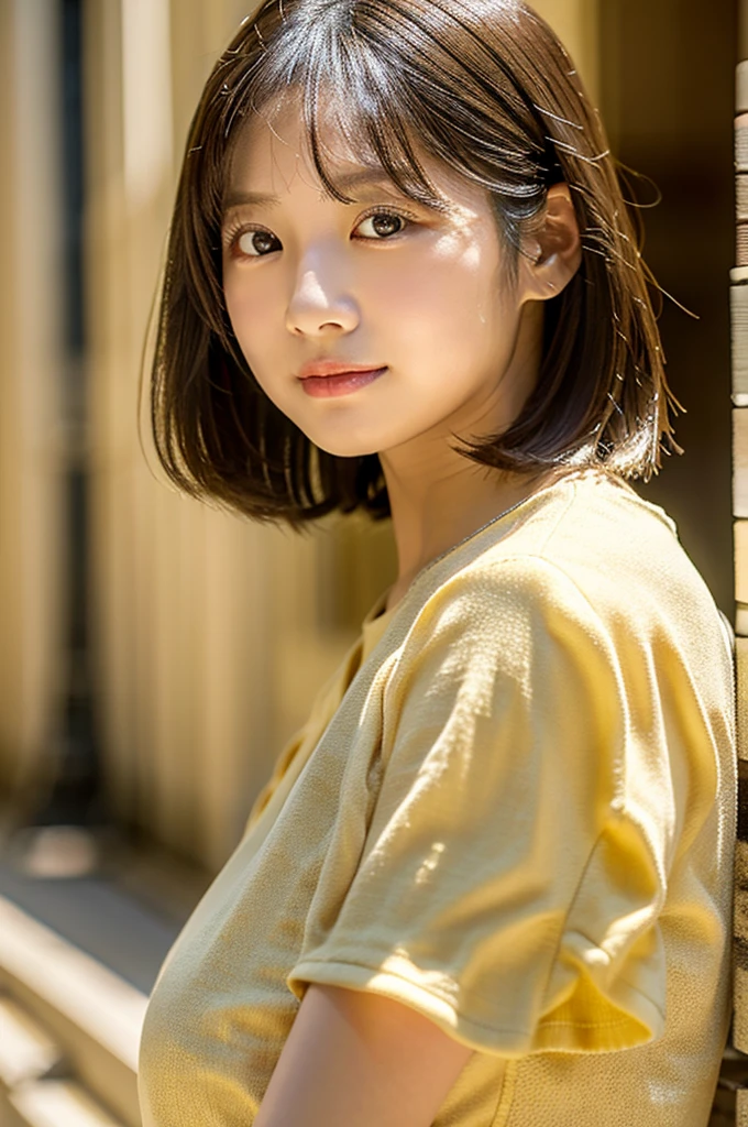 歯科衛生士 女性2人 笑顔 beige color単色のナース着用 Short sleeves Japanese Black hair Early 20s Female Upper body close-up Shooting outside Harmony々 beige color