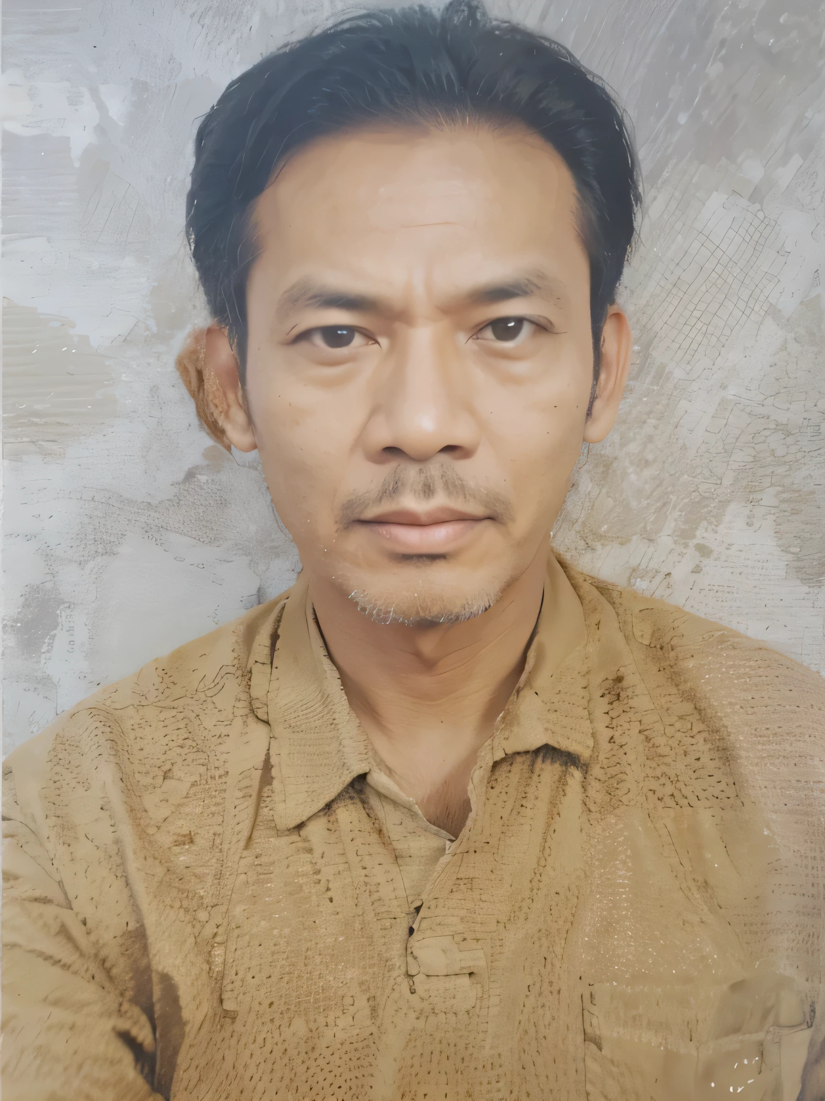 With realistic A father from Indonesia brown shirt