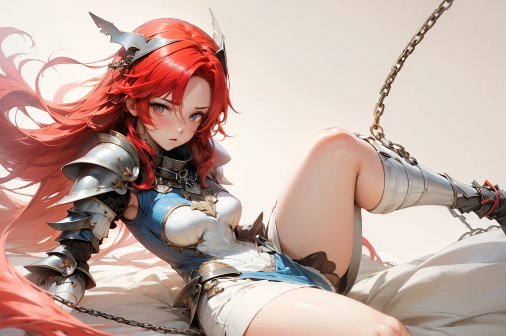 1girl, lisara restall, ((red hair:1.5)),
BREAK (armor, armored dress, chain, collar, dress, faulds, gauntlets, headpiece, metal collar, plackart, blue dress:1.2),
BREAK ((anime girl)), best quality, expressive eyes, perfect face, (masterpiece), best quality, expressive eyes, perfect face, ((best quality)), ((ultra-detailed)), ((an extremely delicate and beautiful)), perfect eyes, perfect body, ((synmetry eyes)), beautiful eyes, ((thick thighs)), shiny skin, soft skin, ((synmetry body)), ((perfect body)),
