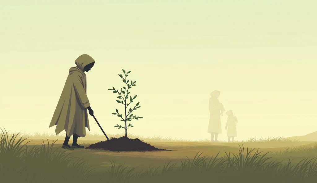 Seeing him at a distance Tenalis tarted planting the sapling.