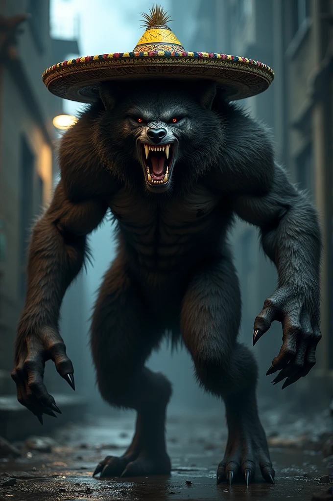 A werewolf with a Colombian hat