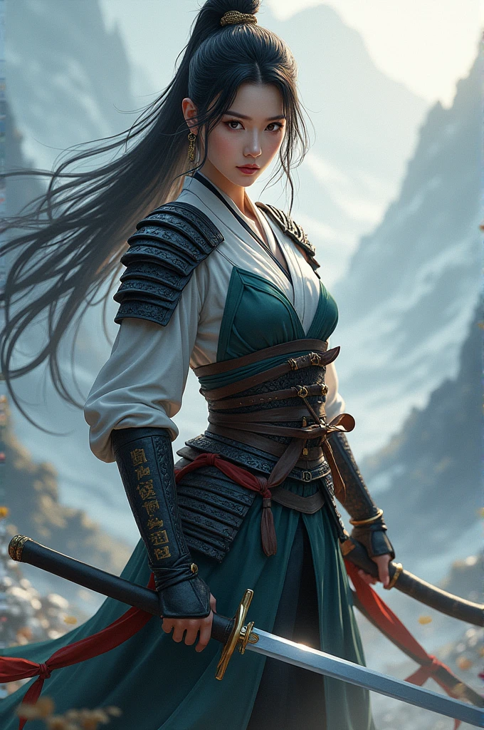Make naked muscled female samurai and use k-pop idol winter face
