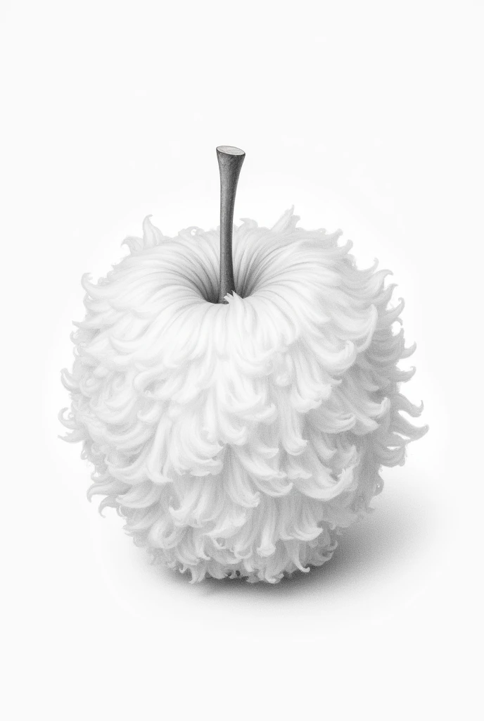 Apple in texture of cotton candy pencil drawing