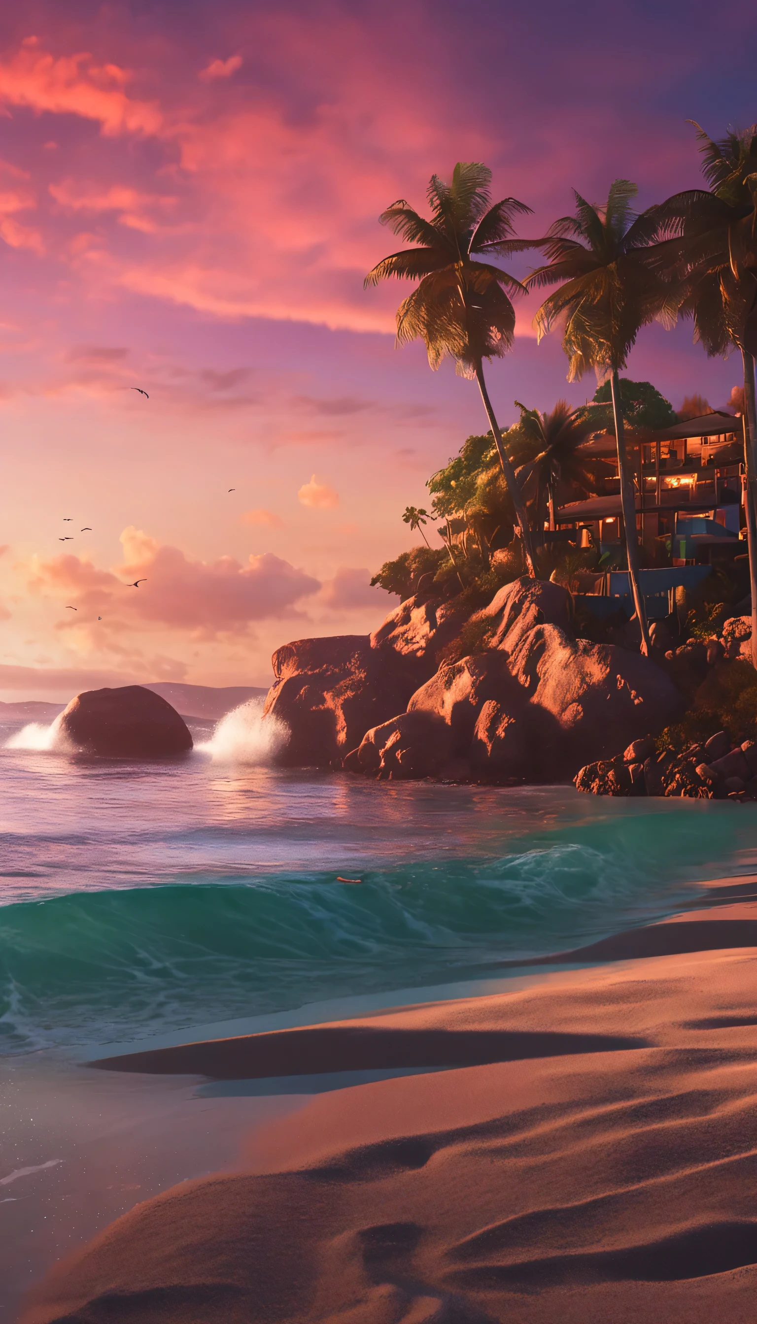 next to the beach,The evening light,magical dream