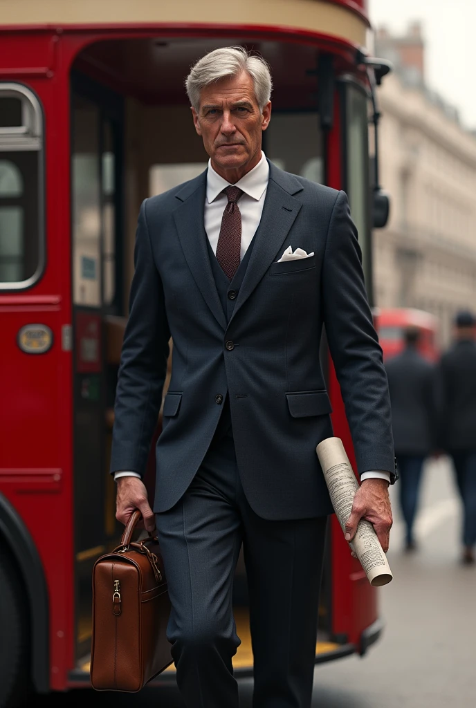 An Englishman getting off the bus