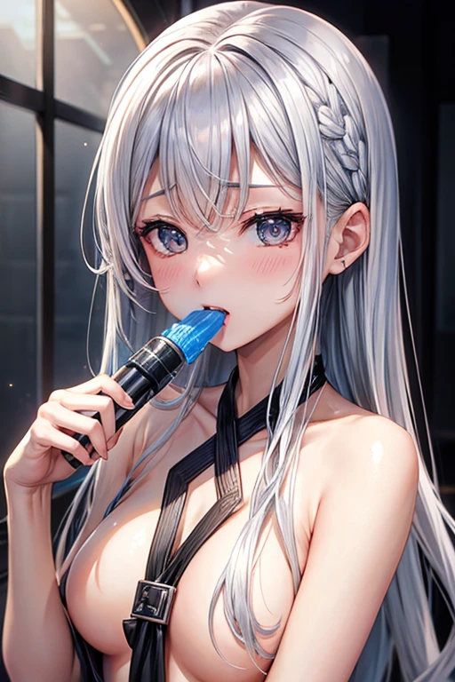 Blowjob、Silver Hair、Completely naked、