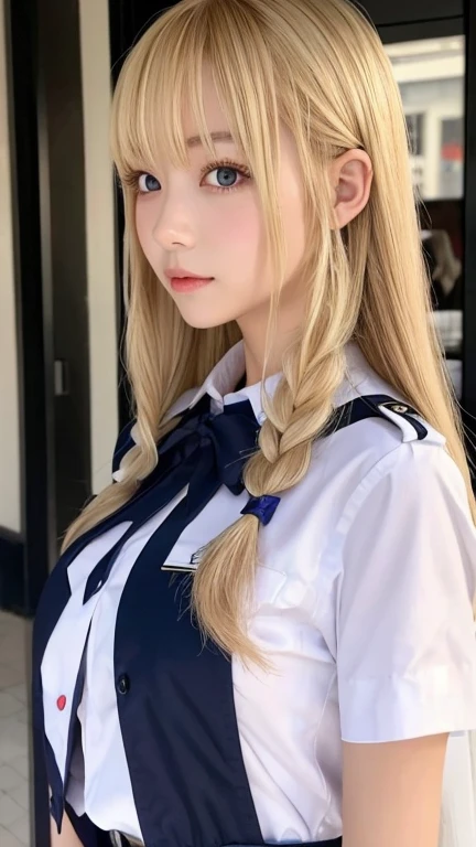 Small breasts、Young、Hide your chest、uniform、 ((Gal Hairstyles)) blonde,