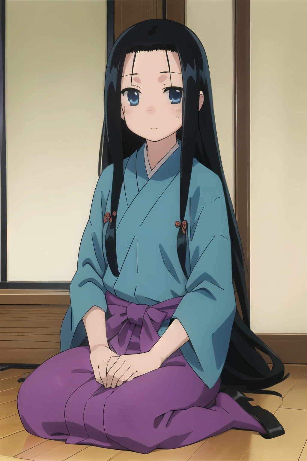 (((picture perfect))), 1girl, solo, kukuru anrakutei, traditional japanese clothes, kimino, looking at viewer, expressionless,cuts her hair even shorter