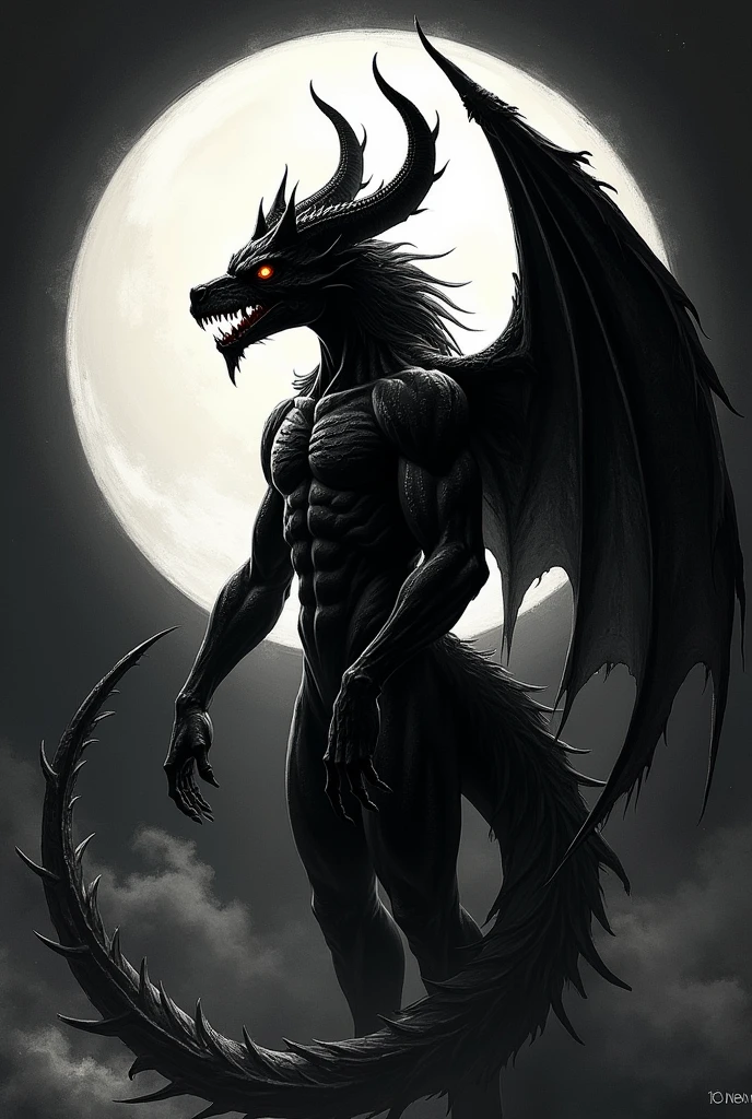Male Demon,Black & White,Crescent Moon, There is a book=MAX_memory