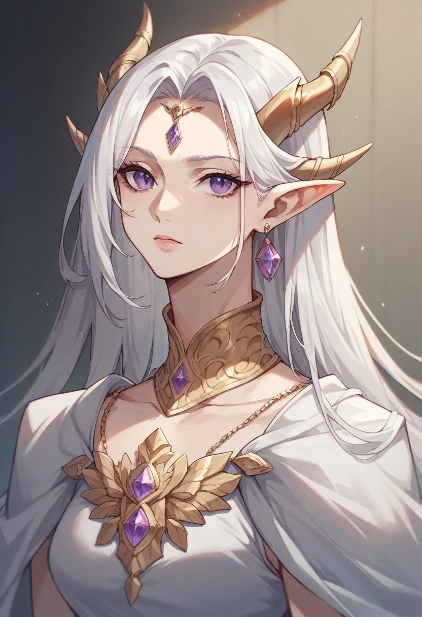 1girl, High Resolution, Long Hair, Purple Eyes, white hair,Masterpiece, Anatomically Correct, White Hair, Jewelry, dragon