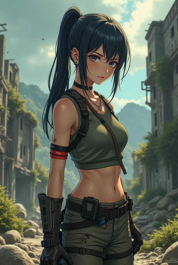 Make a survival game adult girl chrecter and make it 4k UHD animie chrecter