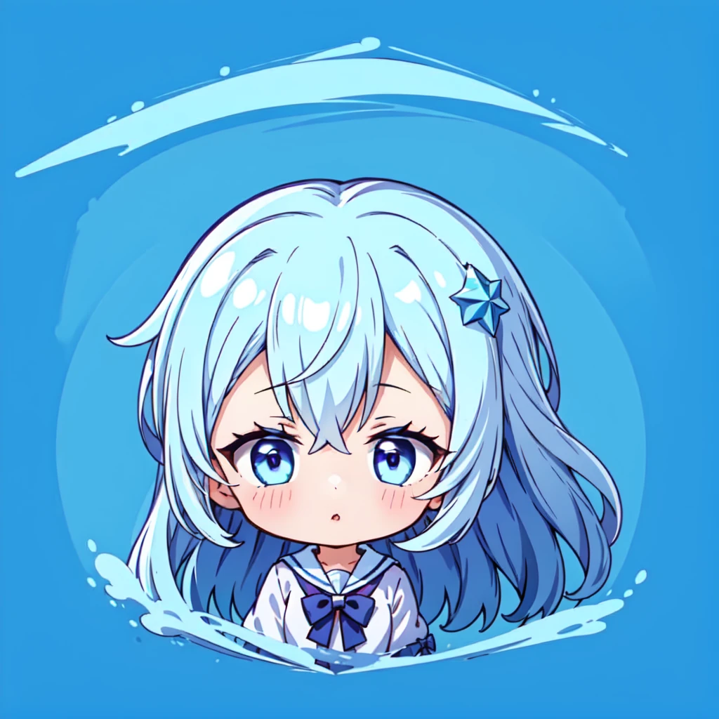 curss, anime, blue skin, blue eyes, cute, full body, slime hair, no nipple