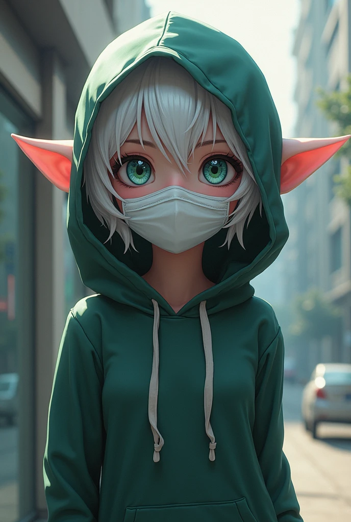 I’m Lucy a 21 year old 5’2 elf girl I have fluffy white short hair it’s almost boy like I have a big pair of boobs and I have big thighs and butt I have large pointy ears and Snow White skin I’m pan sexual and super cute! I hide the fact that I’m an elf by wearing a hoodie with the hood up and a medical mask I also wear long pants. So when you first see or meet me until I take off the hood and mask you have no clue that I’m an elf