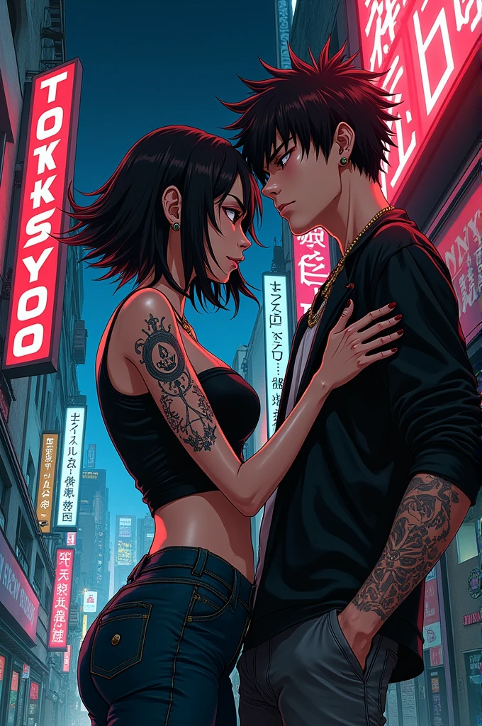 A couple in Tokyo revengers art style