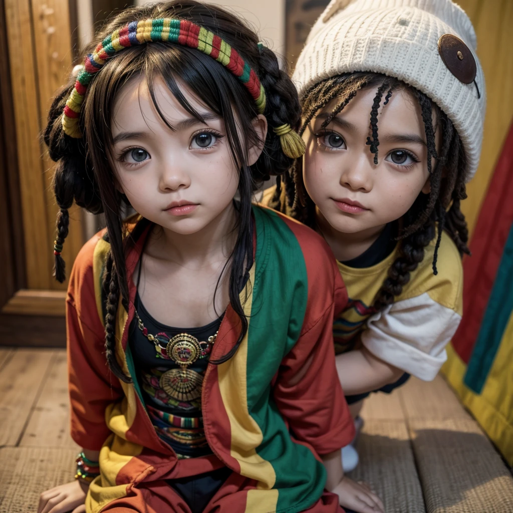 A chibi character wearing a rasta outfit
