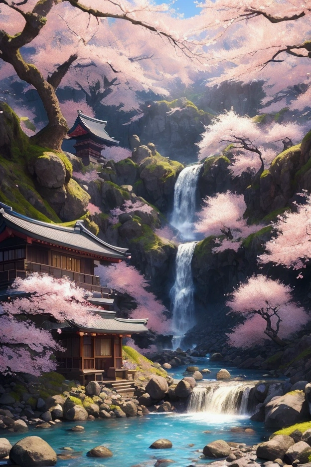 Mount Fuji, cherry blossoms and elves, Japan, Beautiful elven woman, Professional Lighting, 8k, masterpiece, ears are long and pointed, Blonde Hair, Beautiful blue eyes, Fantasy Characters, Big eyes, A happy look, Walking along the path leading to Mount Fuji, Fantasy clothing, Anime elves in a real-life setting, ears are long and pointed, Beautiful Elf