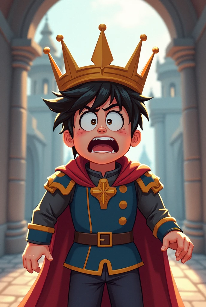 Drawing of a scared prince in Roblox style