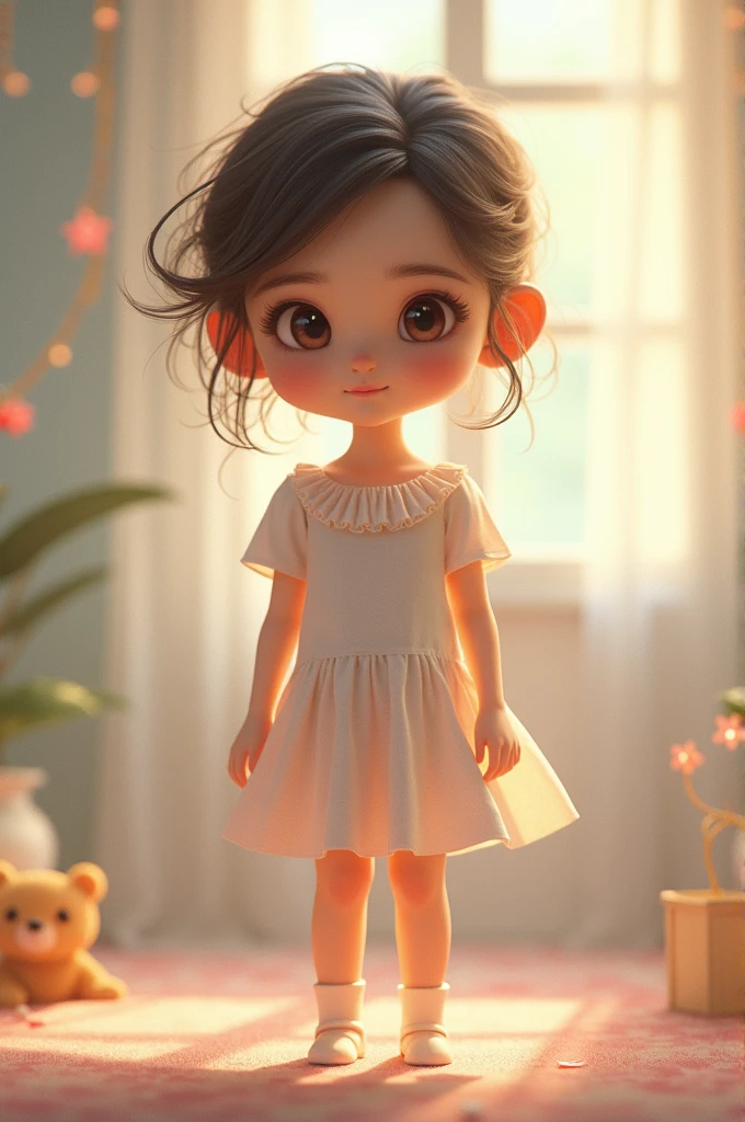 A cute, slim girl is waiting for your actions.