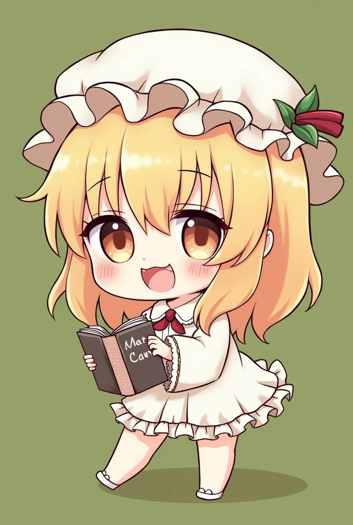 Um pernagem chibi com libraryai,Whispers,Pepper's,orange flower,patchouli,benzoin,fava tonka,Cip,Cedar,vanilla,lily of the valley,pure and cute、With a literary atmosphere