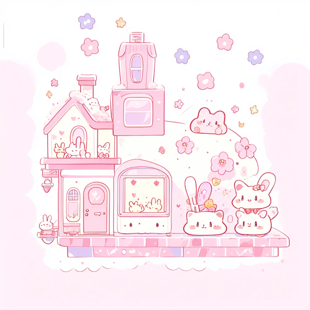 rabbit,Highest quality、Masterpiece、Official Art、Dynamic composition、Super detailed、An illustration、cute、cute、fluffy、Sanrio、Marumaru、mascot、Sanrio、Poster、