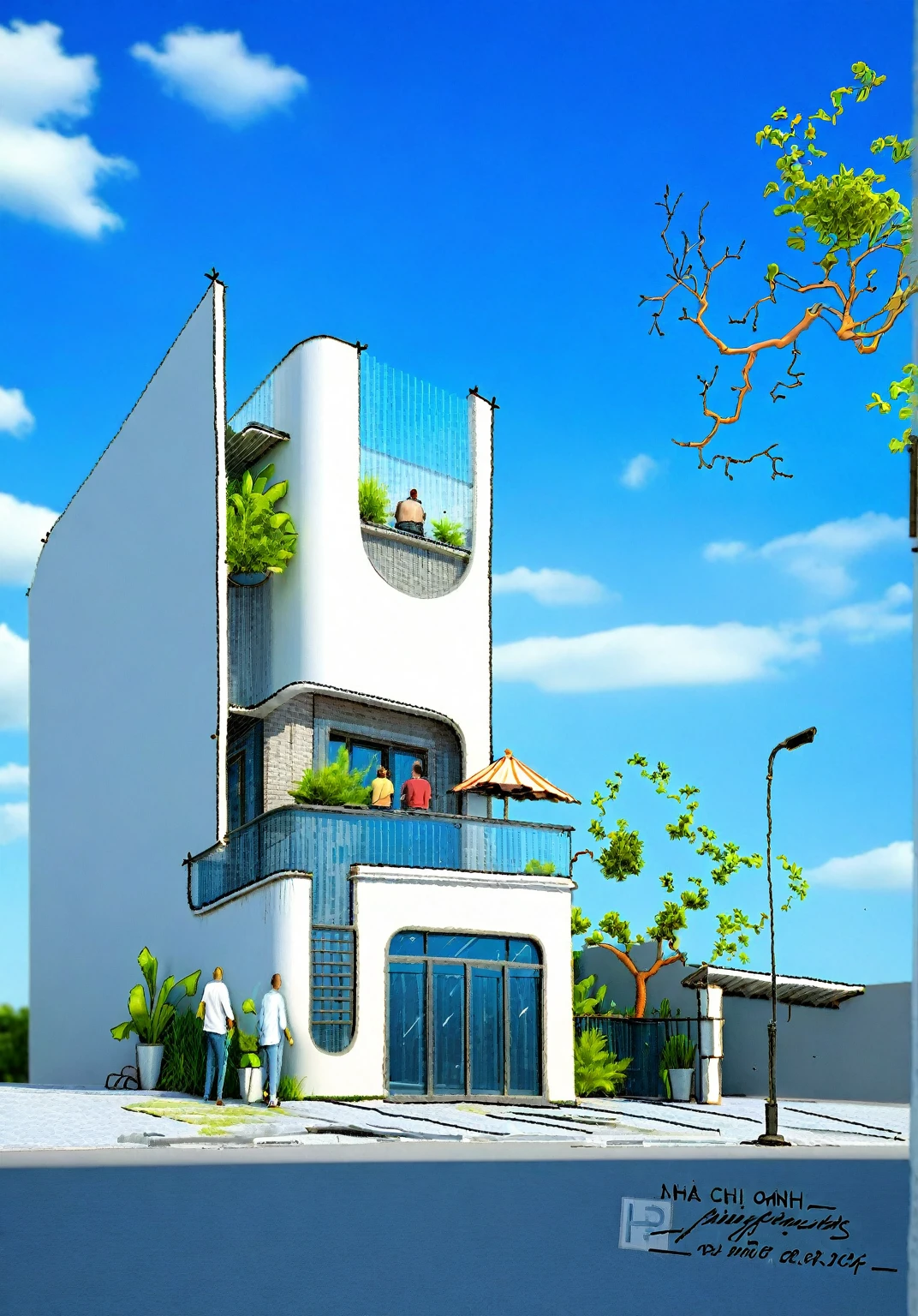 Architectural style Architectural style,  ((Classic Style House)),(masterpiece) , ((best quality)), dramatic lighting, high quality outdoors, sky, day, cloud, tree, blue sky, building, scenery, road, real world location,  sunlight, enough detail, high resolution,super realistic, Photorealistic, highly detailed, balcony, plants, door, car, truck, parking slot, paving, . Clean lines, architectural drawing, highly detailed  , . Clean lines, geometric shapes, minimalist, modern, architectural drawing, highly detailed