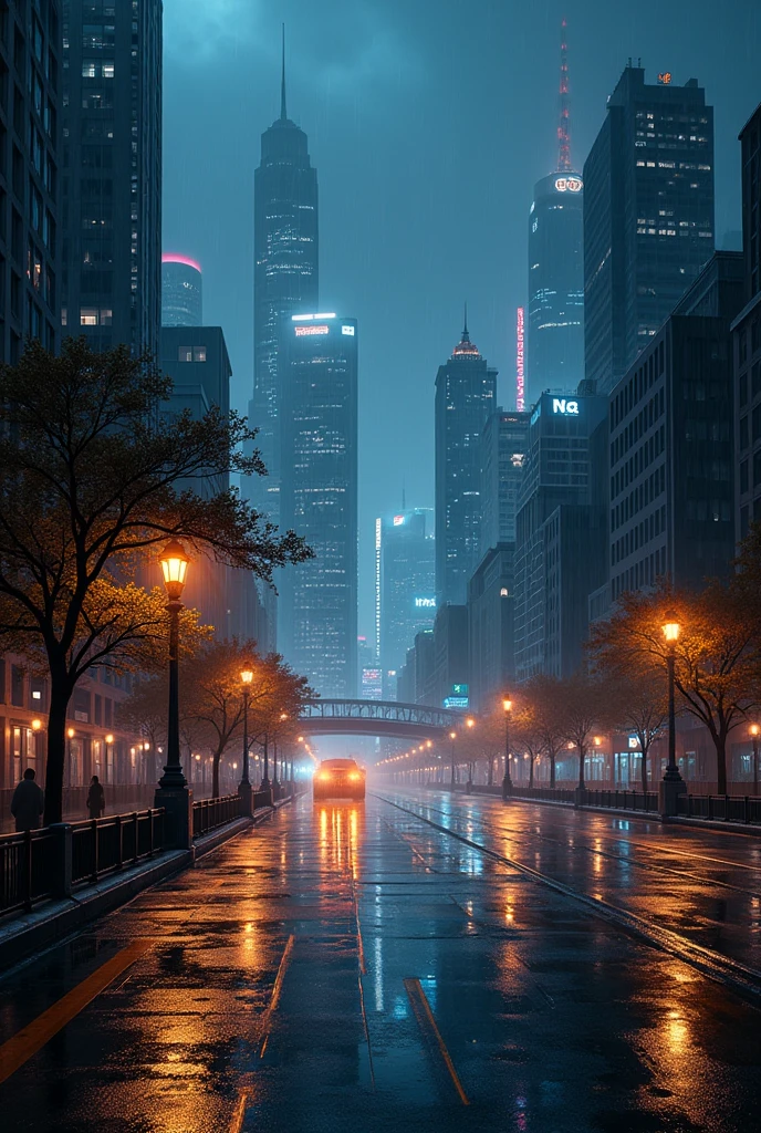 Night view wallpaper、City、rain