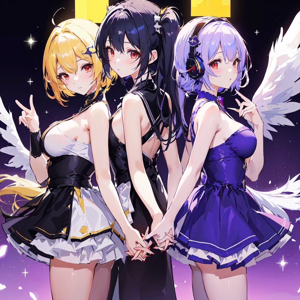 Three anime girls in costumes holding hands, Best anime 4k konachan wallpaper, From the Azur Lane video game, Anime Moe Art Style, Anime Style 4k, Azur Lane Characters, Half Yamada, Hololive, Zerochan Art, guweiz on pixiv artstation, Nightcore, From Girls Frontline