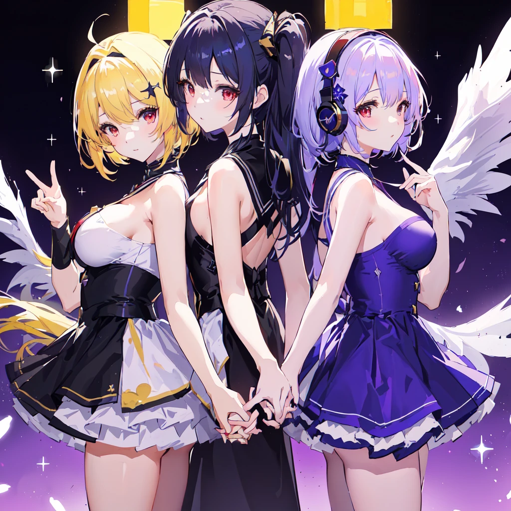Three anime girls in costumes holding hands, Best anime 4k konachan wallpaper, From the Azur Lane video game, Anime Moe Art Style, Anime Style 4k, Azur Lane Characters, Half Yamada, Hololive, Zerochan Art, guweiz on pixiv artstation, Nightcore, From Girls Frontline