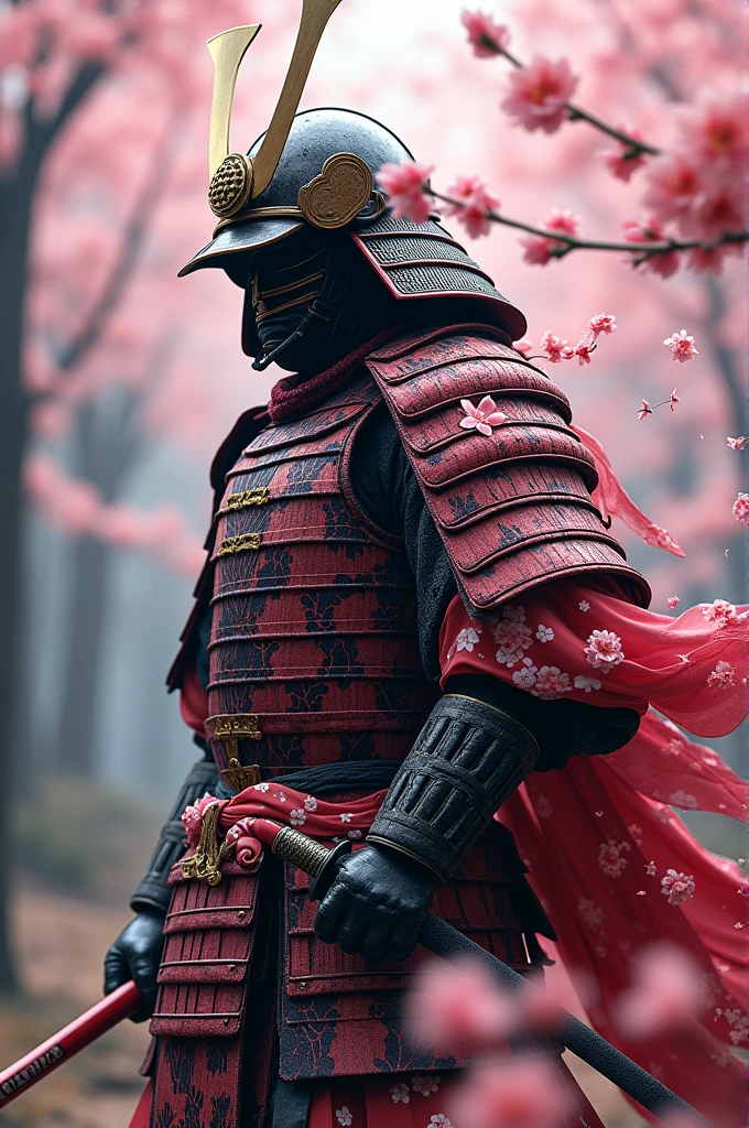Japanese Sakura Pattern Samurai Battle Suit