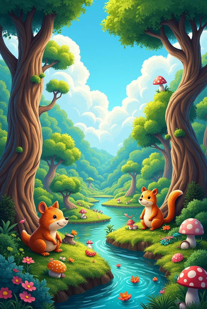 Cartoon forest panorama photo