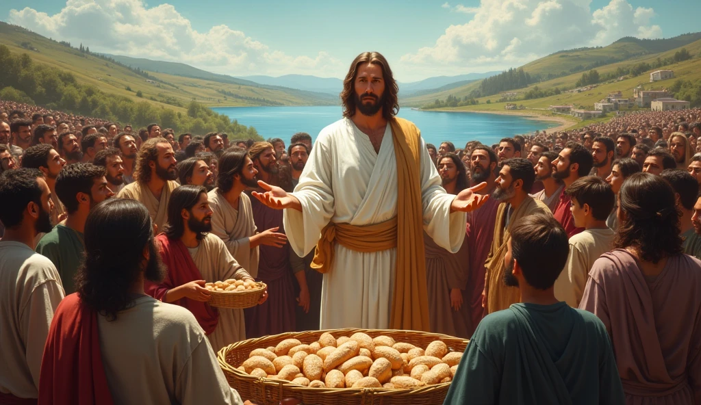 Jesus feeding 5000 people