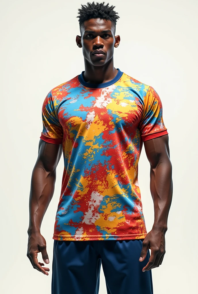 The model full body is wearing jersey with sport doodle design