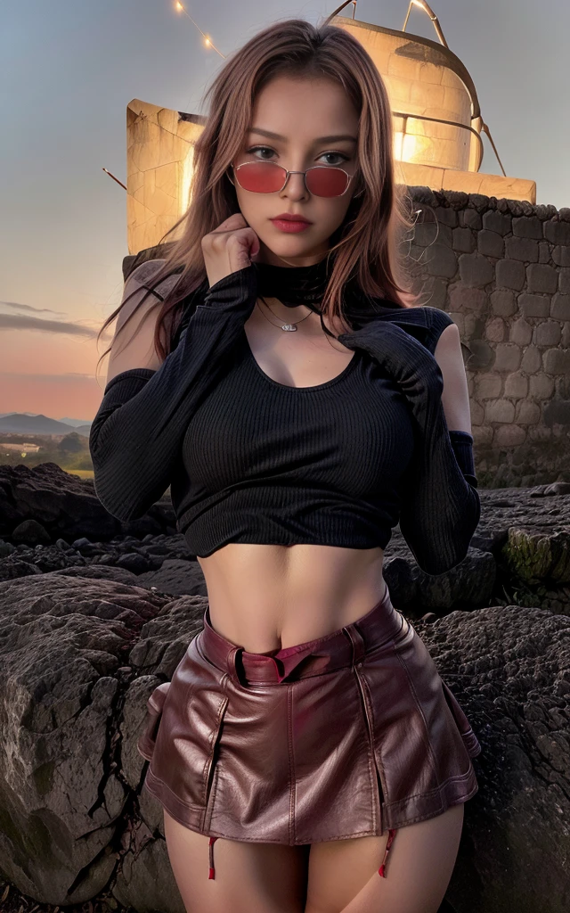 (8k, photo brute, Meilleure qualité, détail:1.3), (Ultra réaliste:1.4, paysage, 8k), profondeur de champ, lumière cinématographique, (Ultra réaliste face), (1 fille curvy:1.7), (Fille belle et élégante), (tight miniskirt rouge vif:1.6), (fille à lunettes), (visage africain:1.4), (abdominaux naturels), (tout le corps:1.5), (mini-jupe moulante:1.4), (Petit collier, clavicule:1.1), (ultra détailed skin:1.3), (petits gants serrés:1.2), (bas), (mini-jupe rouge en cuir verni:1.6), (pose debout complète:1.2), (minijupe rouge vif:1.6)
