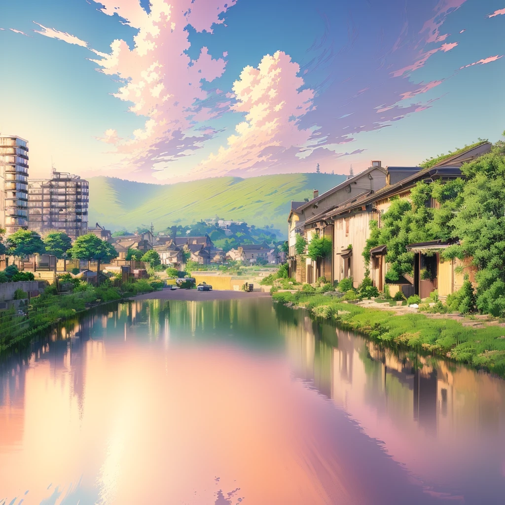 Anime Scenery of a street with houses and trees in the background, Anime countryside landscape, Anime Background art, Anime scenery, Anime Scenery concept art, Anime-style streetscape, Anime Scenery, Makoto Shinkai's Style, Anime Background, Beautiful peaceful scene in anime, beautiful Anime Scenery, Beautiful anime scene, Distant village background, Landscape painting, Street background