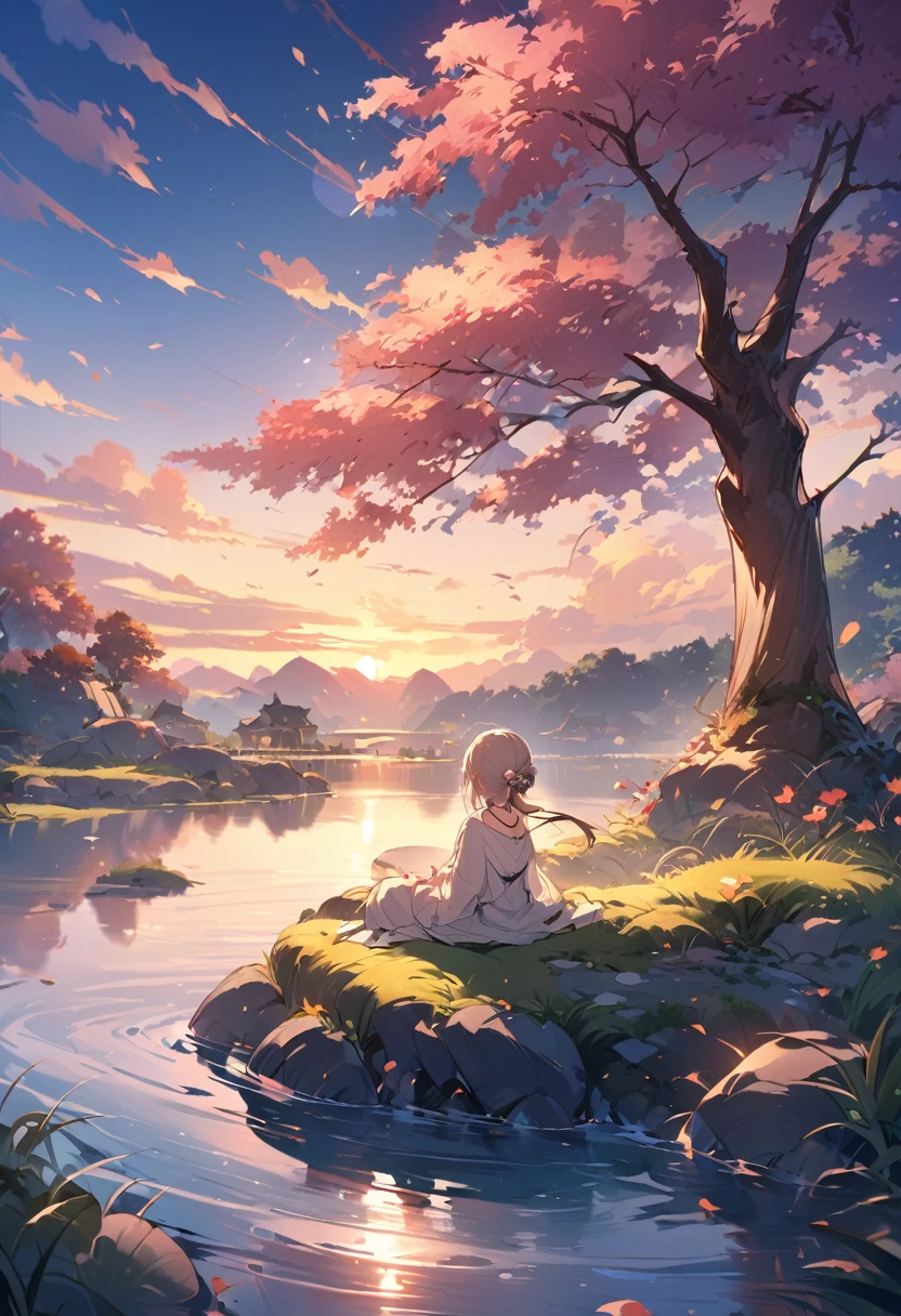 A nature serenity at twilight time. Giving a peaceful ambience and sense of contentment for the heart and soul. 8k ultra high definition images.