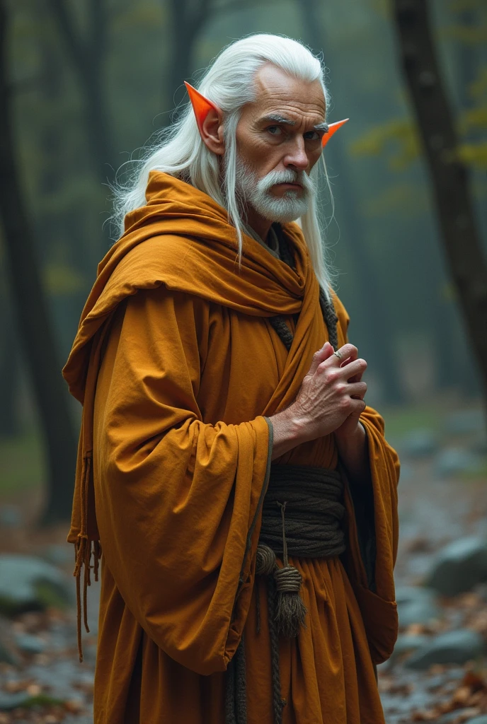 monk elf white hair man