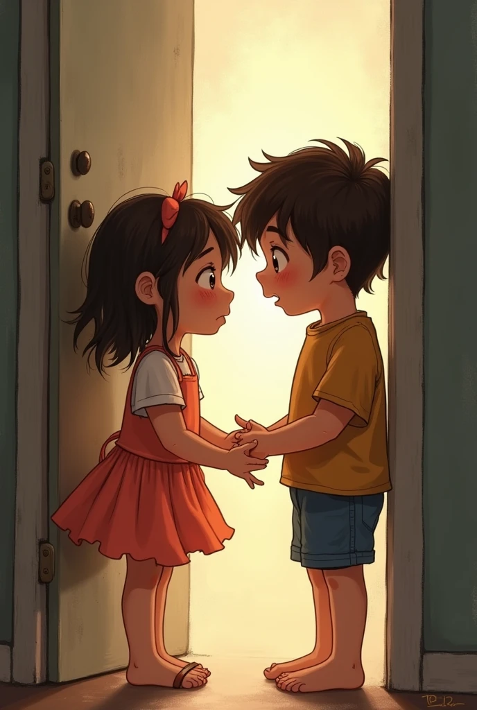 girl pulls down boy&#39;s pants to see penis